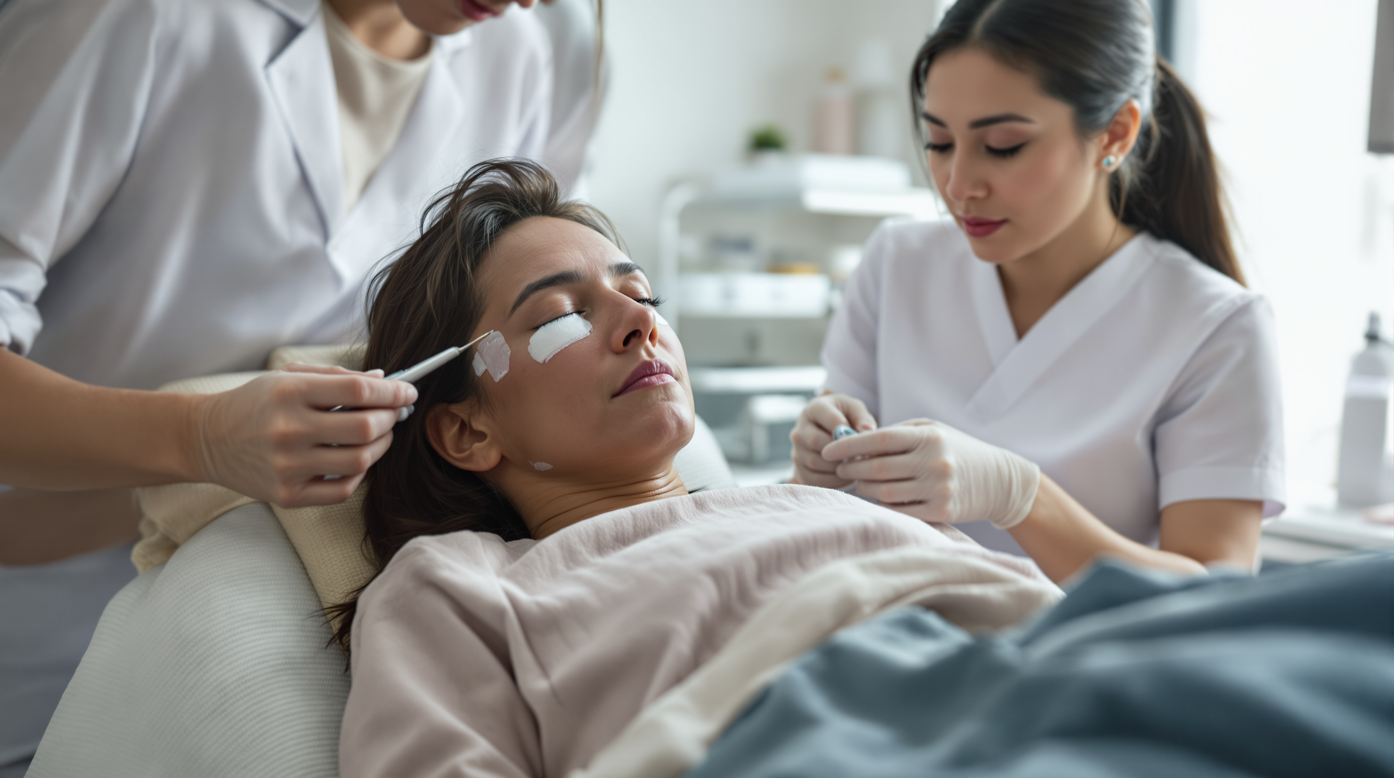 A person who has lost weight examining their under-eye area in a mirror in soft daylight